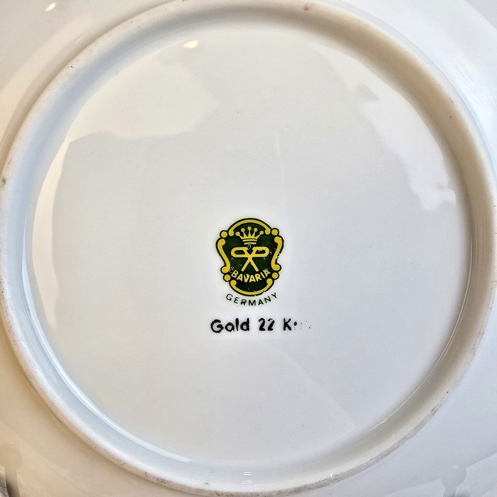 22 K Gold Trim L Parbus Bavaria Germany 2 Plates Fragonard courting couple 6.75" - Picture 6 of 10
